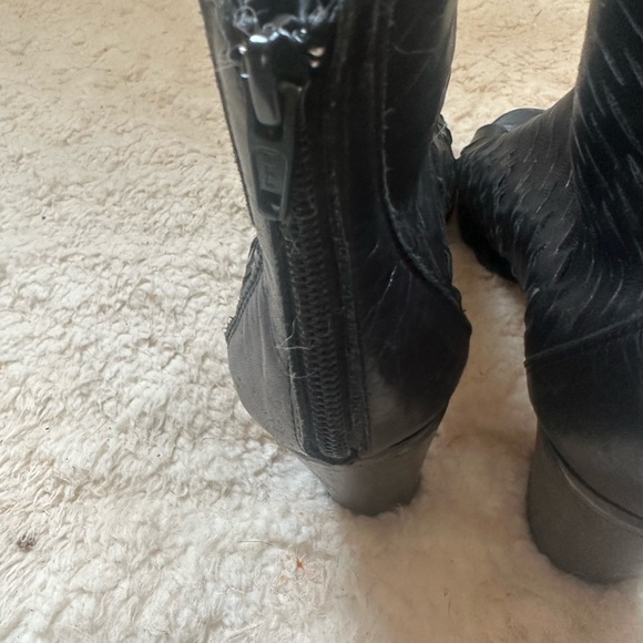 LAVORAZIONE ARTIGIANALE Piampoiani Italian Leather Peep Toe Boots Sz 38 or 7 US - Picture 7 of 9